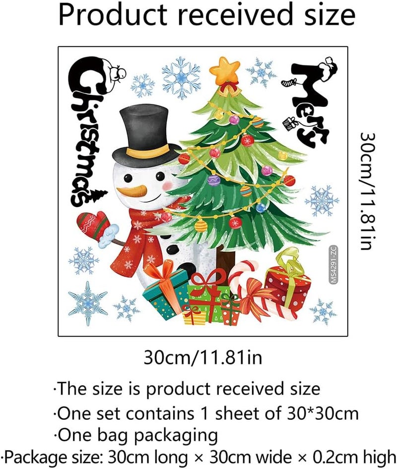 BASEMMAHER 2Pcs Christmas Toilet Stickers Xmas Christmas Tree Snowflake Snowman Pattern Wall Decals Window Glass Bathroom Self-Adhesive Stickers Decoration for Home Decor Merry Christmas Supplies - Image 3